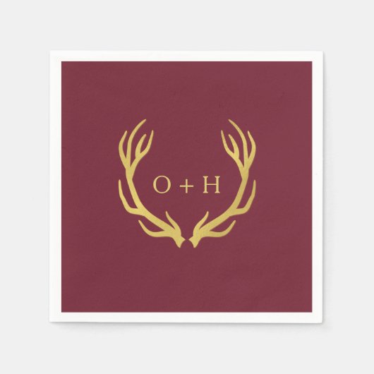 Rustieke Bourgogne Marsala Trouwpapier Servet (Voorkant)