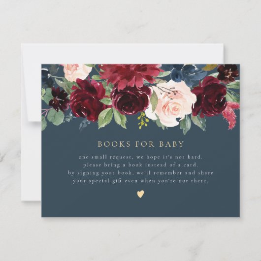 Rustieke Bourgogne & Navy Bloemen Boeken voor Baby Kaart (Voorkant)
