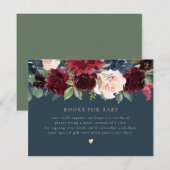 Rustieke Bourgogne & Navy Bloemen Boeken voor Baby Kaart (Voorkant / Achterkant)
