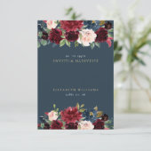 Rustieke Bourgogne & Navy Blue Gast Naam Plaats Ka Kaart (Staand voorkant)