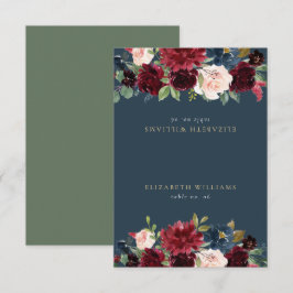 Rustieke Bourgogne & Navy Blue Gast Naam Plaats Ka Kaart