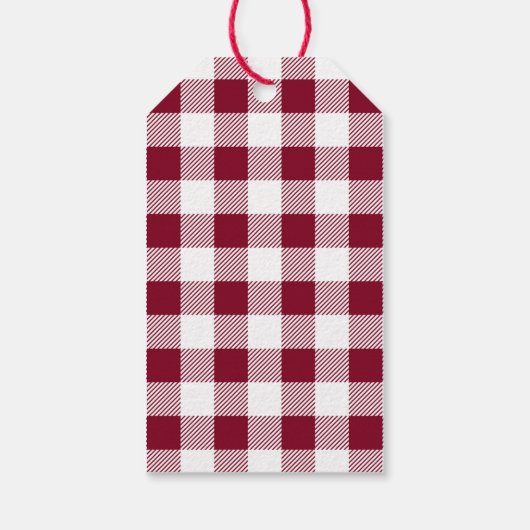 Rustieke Bourgogne Plaid Vrolijk Kerstfeest Cadeaulabel (Achterkant)