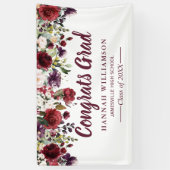 Rustieke Bourgogne Rode Bloemen Afstudeerfeest Spandoek (Verticaal)