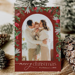 Rustieke Bourgogne Rood 1 Foto Arch Vrolijk Kerstf Feestdagenkaart<br><div class="desc">Dit collectie is voorzien van waterverf rode bloemen,  bessen & wintergroen met een moderne en elegante typografie,  met een winterbotanische patroonrug.</div>
