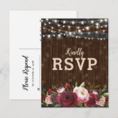 Rustieke Bourgogne Rood Bloemenvat Bruiloft RSVP Uitnodiging Briefkaart (Voorkant / Achterkant)