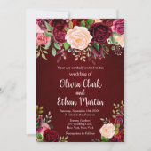 Rustieke Bourgogne Roze Bloemen Kaart (Voorkant)