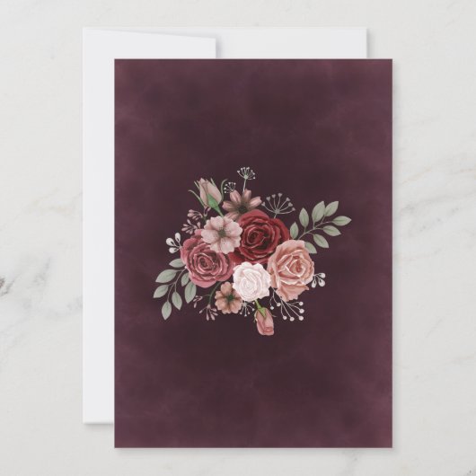 Rustieke Bourgogne Roze Bloemen Kaart (Achterkant)
