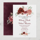 Rustieke Bourgogne Roze Bloemen Kaart (Voorkant / Achterkant)