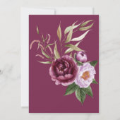 Rustieke Bourgogne & Roze Pioenen Bruidsbrunch Kaart (Achterkant)