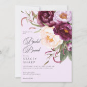 Rustieke Bourgogne & Roze Pioenen Bruidsbrunch Kaart (Voorkant)