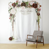 Rustieke Bourgogne Roze Rose Bloemen Bruiloft Tape Wandkleed (In situ)