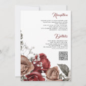 Rustieke Bourgogne Rozen Alles in Eén QR Code Trou Kaart (Achterkant)