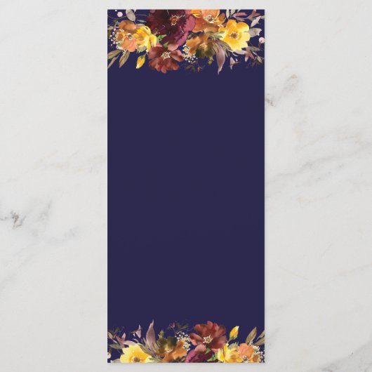 Rustieke Bourgogne Rust Sinaasappel Geel Bloemen B Programmakaart (Achterkant)