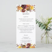 Rustieke Bourgogne Rust Sinaasappel Geel Bloemen B Programmakaart (Staand voorkant)