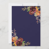 Rustieke Bourgogne Sinaasappel Floral Wedding Geom Kaart (Achterkant)