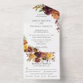 Rustieke Bourgogne Sinaasappel Geel Bloemen Bruilo All In One Uitnodiging (Binnen)