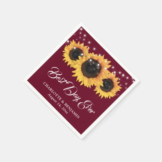 Rustieke Bourgogne String Lights Zonnebloem Bruilo Servet (Hoek)