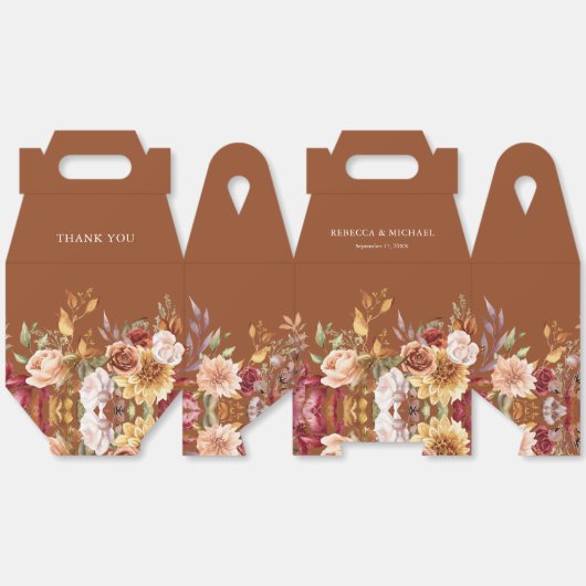 Rustieke Bourgogne Terracotta Bloemenbruiloft Bedankdoosjes (Ongevouwen)