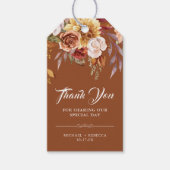 Rustieke Bourgogne Terracotta Bloemenbruiloft Cadeaulabel (Voorkant)