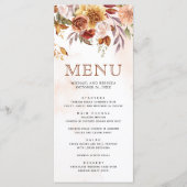 Rustieke Bourgogne Terracotta Bloemenbruiloft Menu (Voorkant)