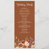 Rustieke Bourgogne Terracotta Bloemenbruiloft Programmakaart (Achterkant)