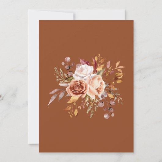 Rustieke Bourgogne Terracotta Bloemenbruiloft Save The Date (Achterkant)