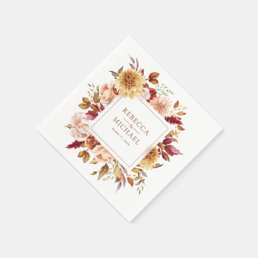 Rustieke Bourgogne Terracotta Bloemenbruiloft Servet (Hoek)