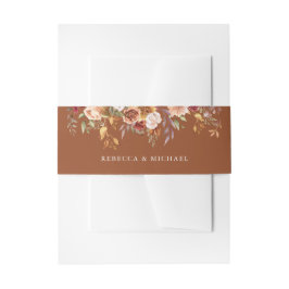 Rustieke Bourgogne Terracotta Bloemenbruiloft Uitnodigingen Wikkel
