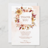 Rustieke Bourgogne Terracotta Floral bruiloft foto Bedankkaart (Voorkant)