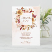 Rustieke Bourgogne Terracotta Floral bruiloft foto Bedankkaart (Staand voorkant)