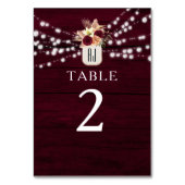 Rustieke Bourgogne Trouwtafel Nummer Kaart (Achterkant)