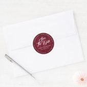 Rustieke Bourgogne Typografie Bruiloft Save The Da Ronde Sticker (Envelop)