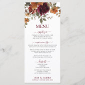 Rustieke Bourgogne Verbrand Sinaasappel Bloemen We Programmakaart (Voorkant)