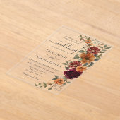 Rustieke Bourgogne Verbrand Sinaasappel Roest Bloe Acryl Uitnodigingen (Laagn)