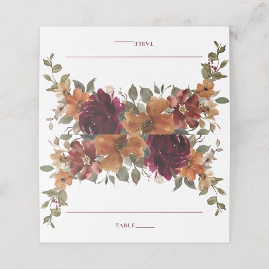Rustieke Bourgogne Verbrand Sinaasappel Roest Bloe Plaatskaartje (Buitenkant ongevouwen)