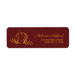 Rustieke Bourgogne Verbrande Oranje Herfst Pompoen Etiket