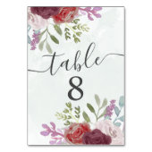 Rustieke Bourgogne Waterverf Bloemen Tafel N Kaart (Achterkant)