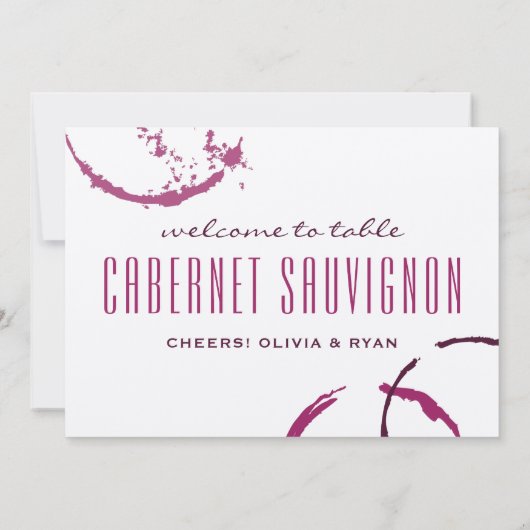 Rustieke Bourgogne wijnvlek bruidstafel naam Kaart (Achterkant)