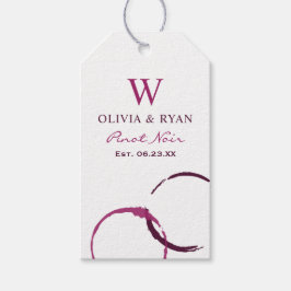 Rustieke Bourgogne wijnvlek bruiloft gunst Cadeaulabel