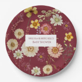 Rustieke Bourgogne Wildflower Papieren Bordje (Voorkant)