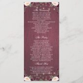 Rustieke Bourgogne Wood String Lights Trouwprogram Programmakaart (Achterkant)