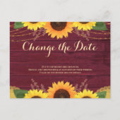Rustieke Bourgogne Zonnebloem Bruiloft Verander de Aankondigingskaart (Voorkant)