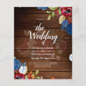 Rustieke Bourgondië Blauw Bloemige Bruiloft (Voorkant)