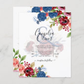 Rustieke Bourgondië Blauw Bloemige Trouw (Voorkant / Achterkant)