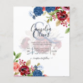 Rustieke Bourgondië Blauw Bloemige Trouw (Voorkant)