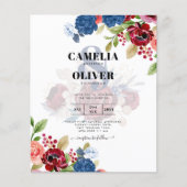 Rustieke Bourgondië Blauw Bloemige Trouw (Voorkant)