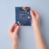 Rustieke Bourgondië Blauw Bloemige Trouw Flyer (Hand)