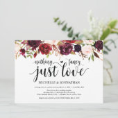 Rustieke Bourgondië Bloemachtige Elopement Ontvang Kaart (Staand voorkant)