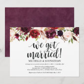 Rustieke Bourgondië Bloemen Bruiloft Uitnodigingen (Voorkant / Achterkant)