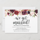 Rustieke Bourgondië Bloemen Elopement Ontvangst Ui Kaart (Voorkant)